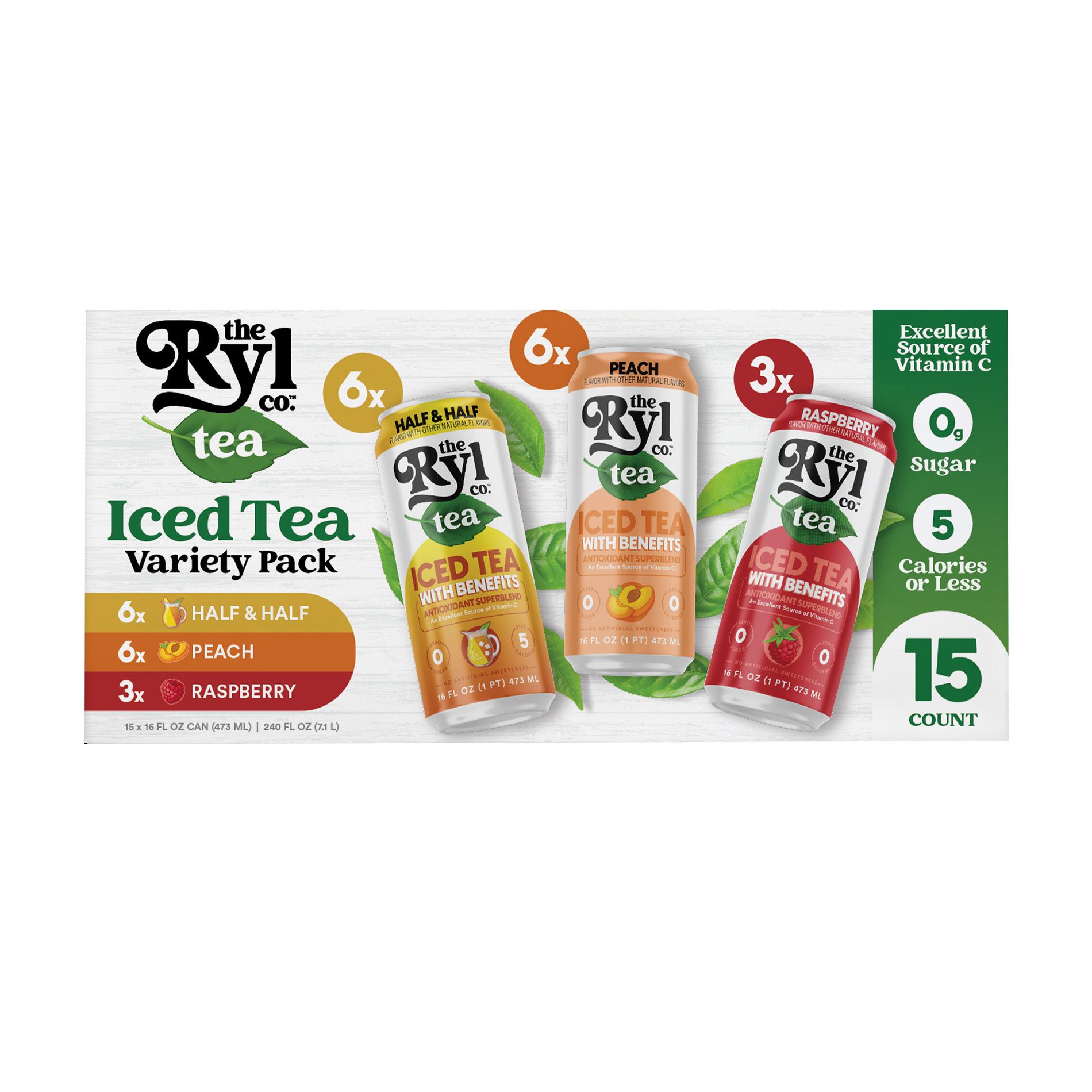 The Ryl Co. Iced Tea Variety, 16 oz., 15 pack