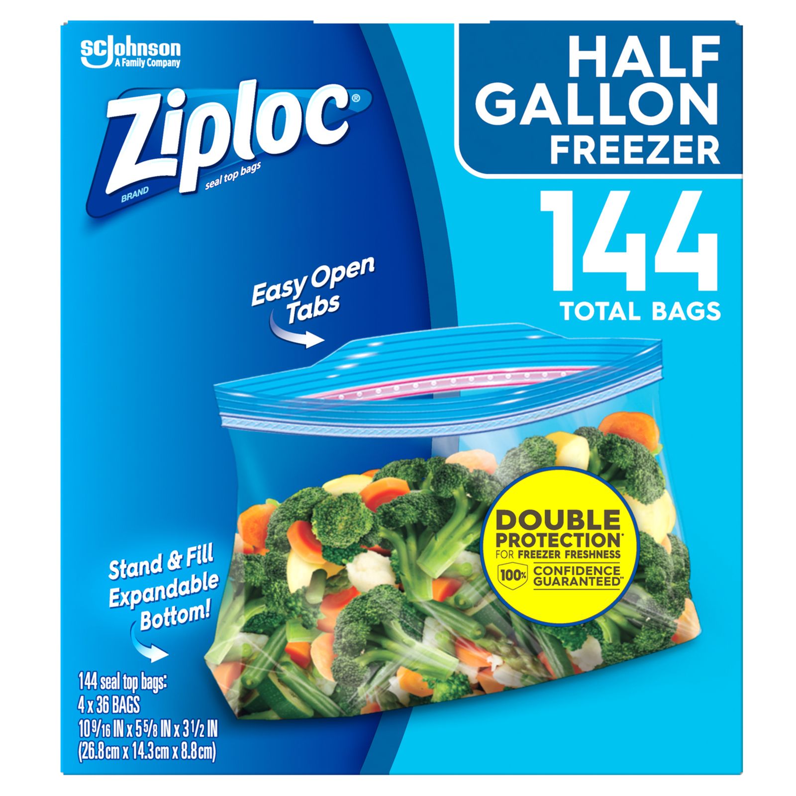 Ziploc Seal Top Bags Half Gallon Freezer 144 ct