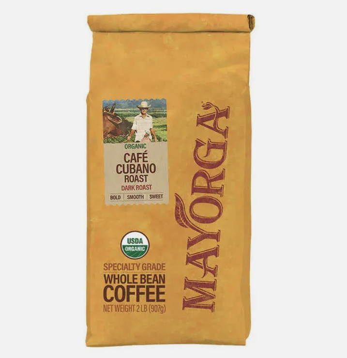 Mayorga Organics Cafe Cubano Whole Coffee Beans Dark 32 oz - Boxed Whole Values Coffee Beans