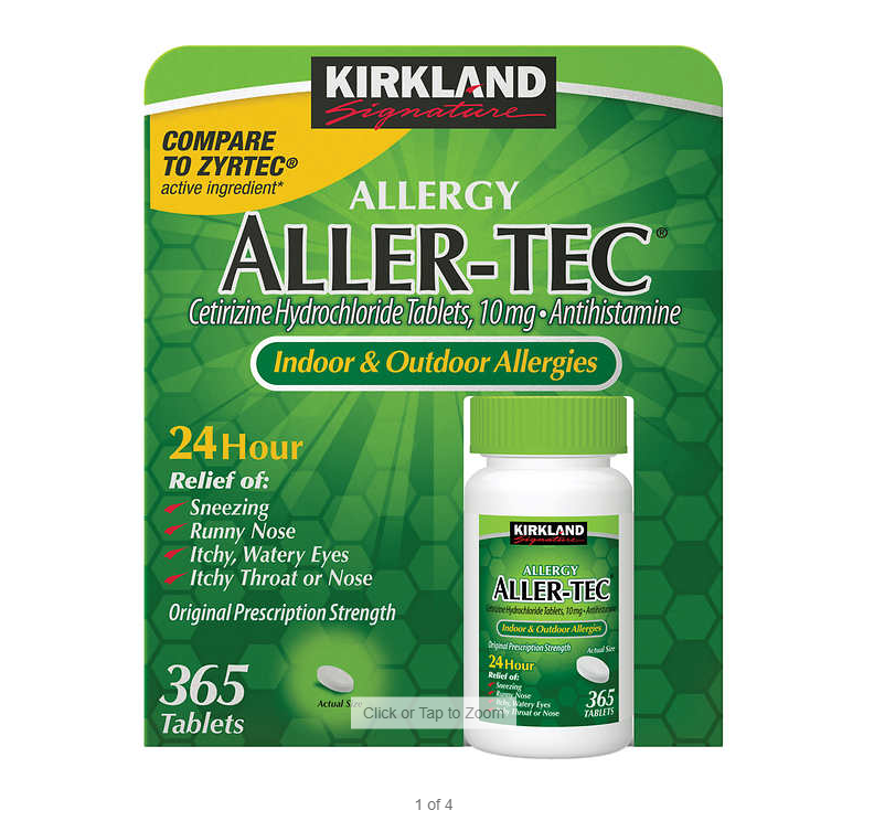 Kirkland Signature Aller-Tec Cetirizine 10mg Tablets 365 ct