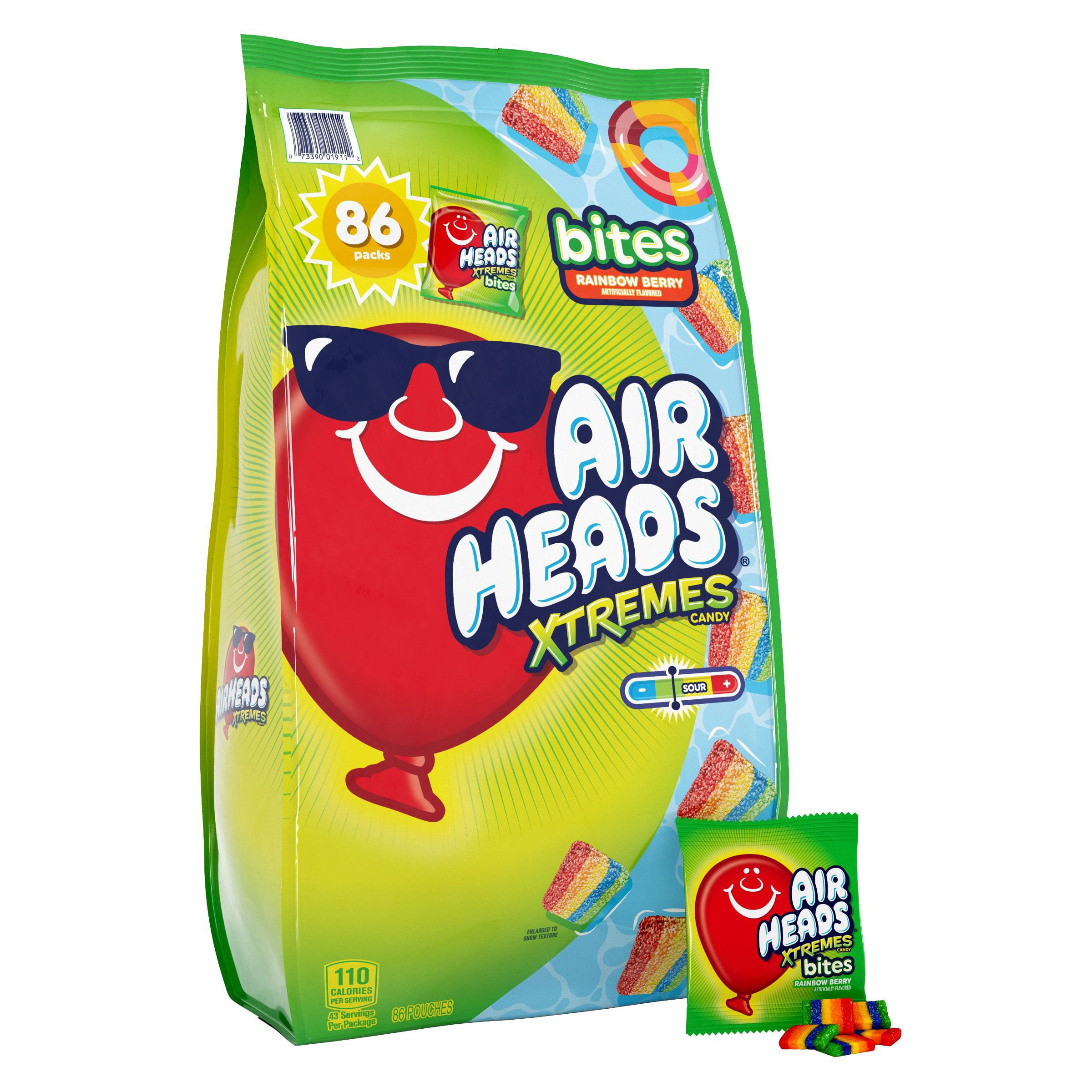 Airheads Xtremes Rainbow Berry Bites Chewy Candy, 86 count.
