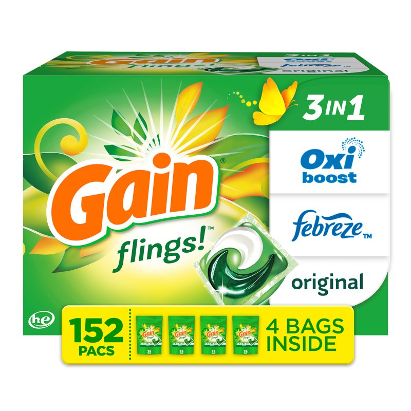 Gain Flings! Laundry Detergent Pacs Original 152 ct