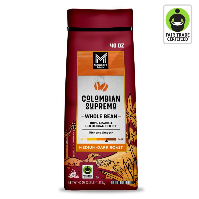 View of Member's Mark Colombian Supremo Whole Bean Coffee Medium-Dark