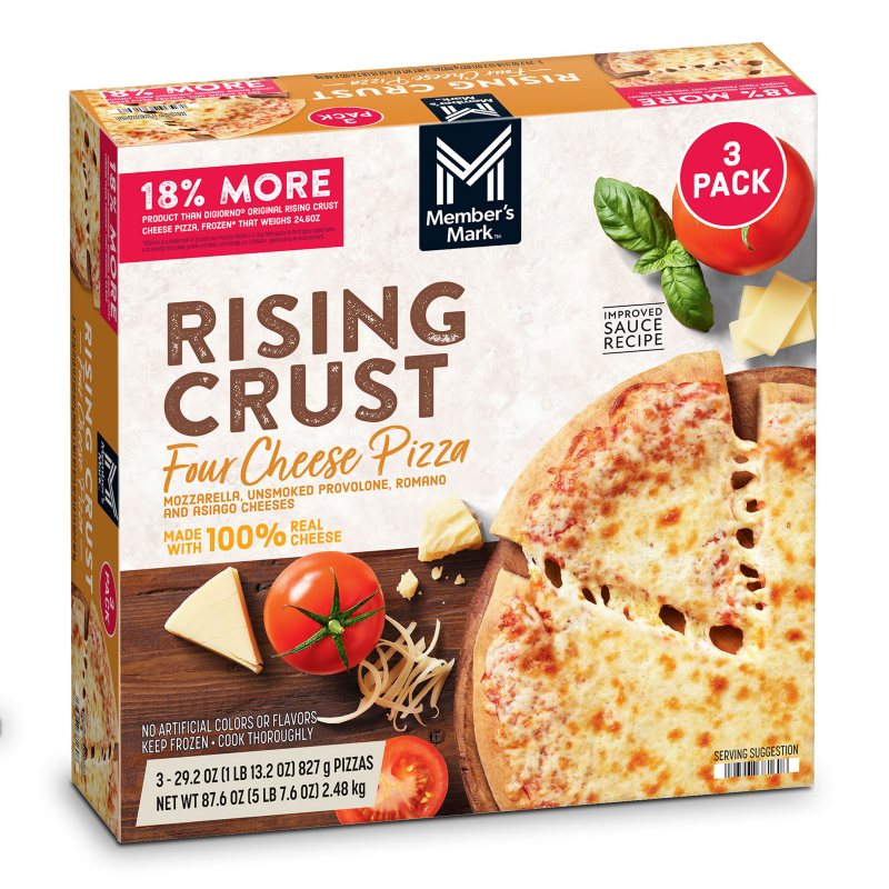 Member's Mark Rising Crust Four Cheese Pizza, Frozen, 3 pack