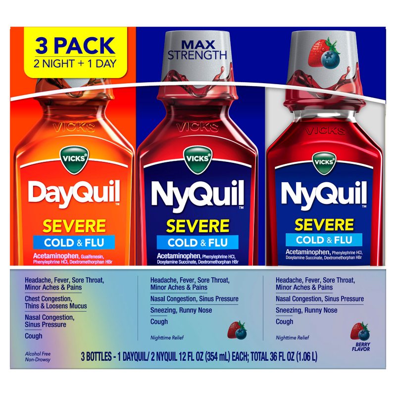 Vicks Severe Cold & Flu Relief Liquid Set Variety Pack 12 fl o